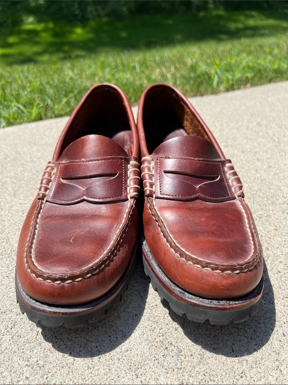 Men's 10 Brown Sewn Leather Penny Loafers Lasting Quality Materials Made in USA